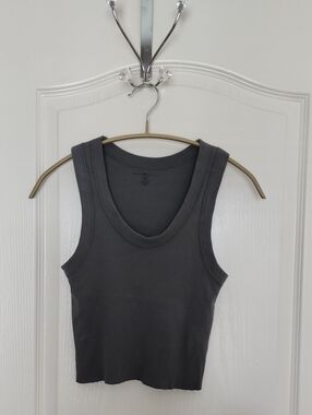 Brandy Melville Dark Gray Ribbed Crop Tank